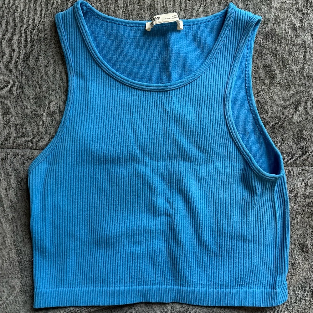 Blue pull and bear stretchy tank top
